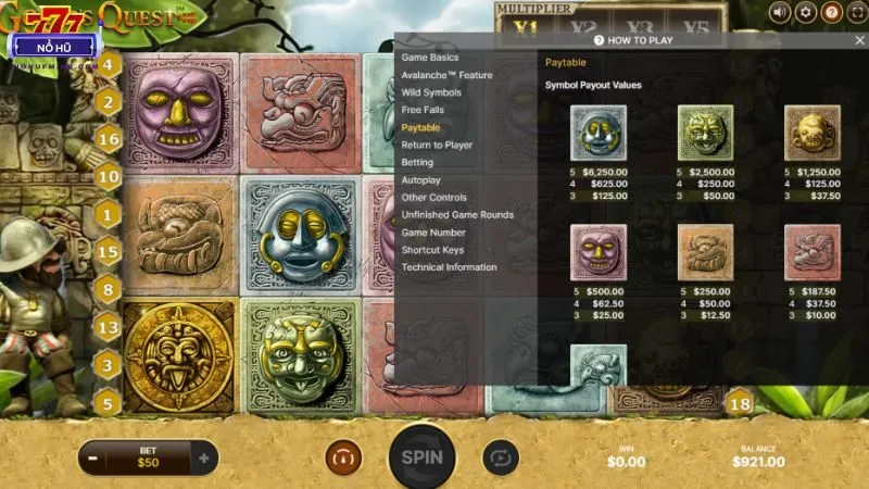 Biếu tượng đa dạng nổ hũ cực đã tại Gonzos Quest